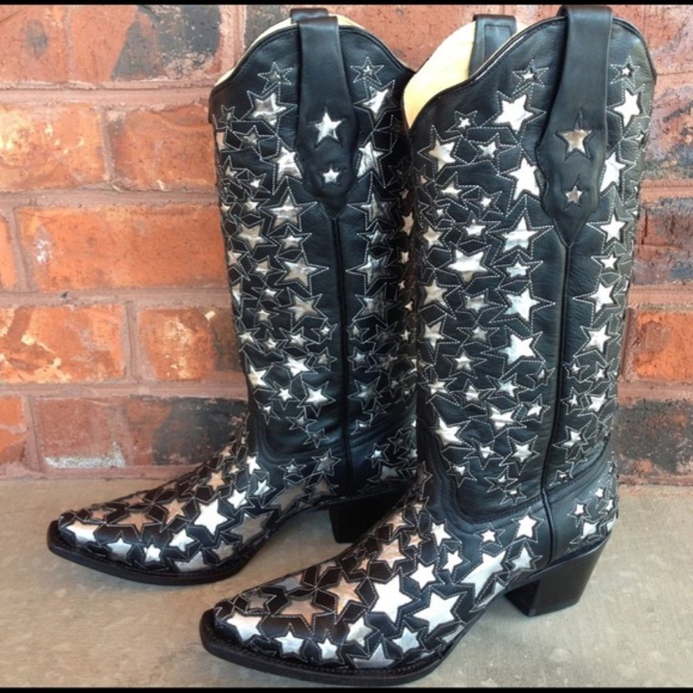 ISO CORRAL SILVER STAR INLAY BOOTS - Size 10